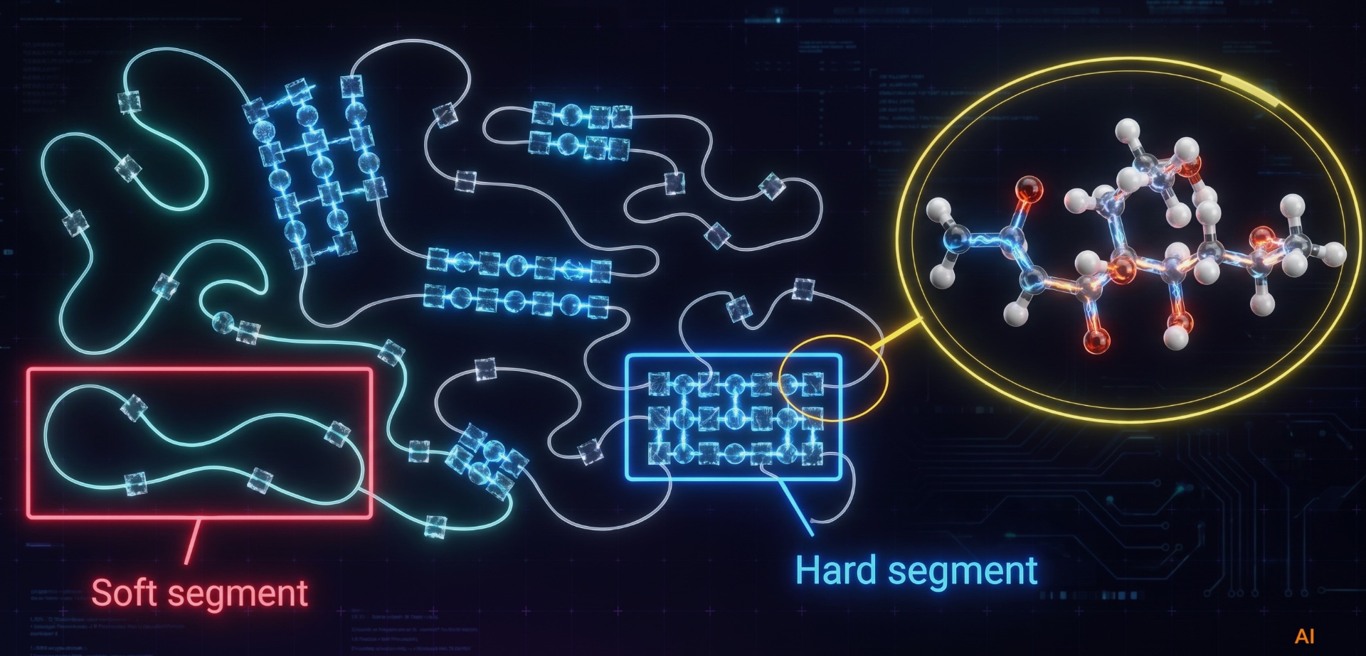 Schematic visualisation of Articulage soft and hard segments at the molecular level